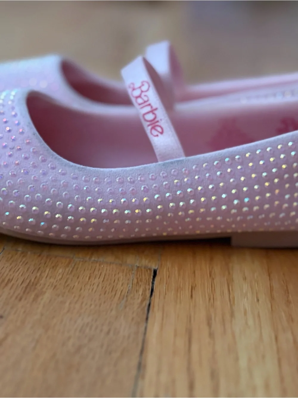 Barbie Light Pink Rhinestone Mary Jane Flats